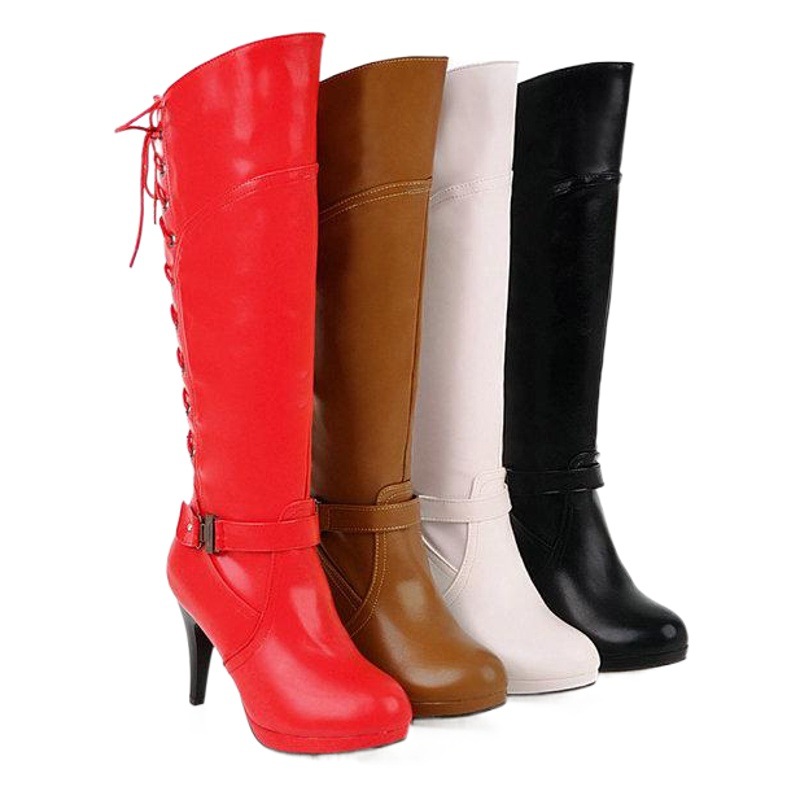 WISH Women's Shoes Martin Boots Women's High Boots British Retro Fashion Comfortable Large Size Long Boots Belt Buckle Martin Boots