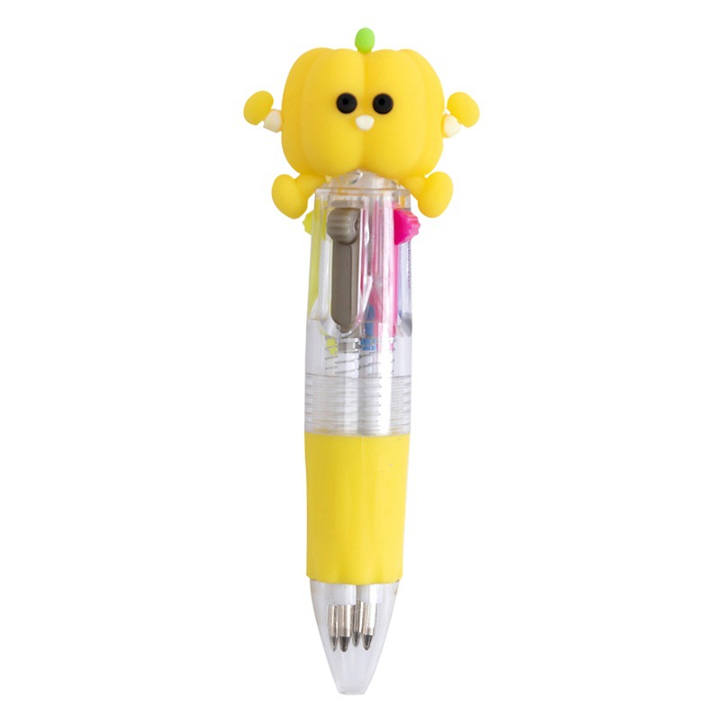 Cute cartoon cute four-color push color ballpoint pen student stationery Christmas prize reward at the end of June 1