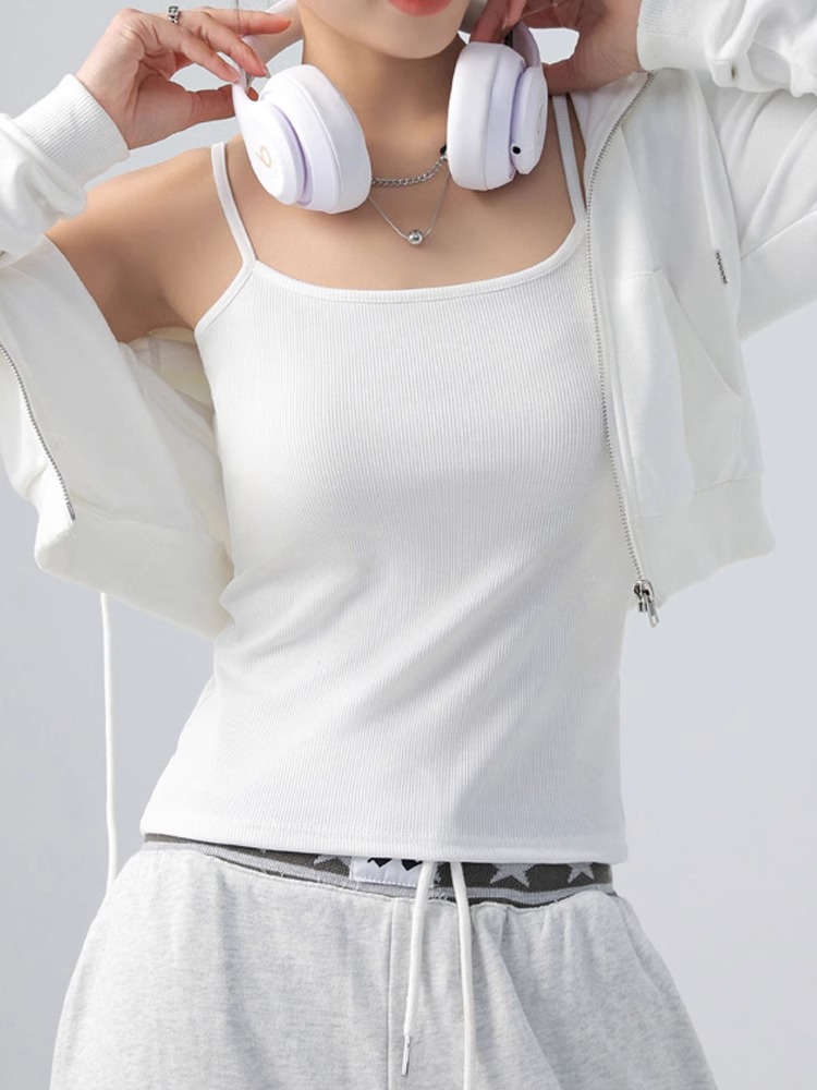 Picture of Women's Summer Thin White Outer Wear Small Vest Large Size Anti-slip Ice Silk Thread Cotton Inner Base Top