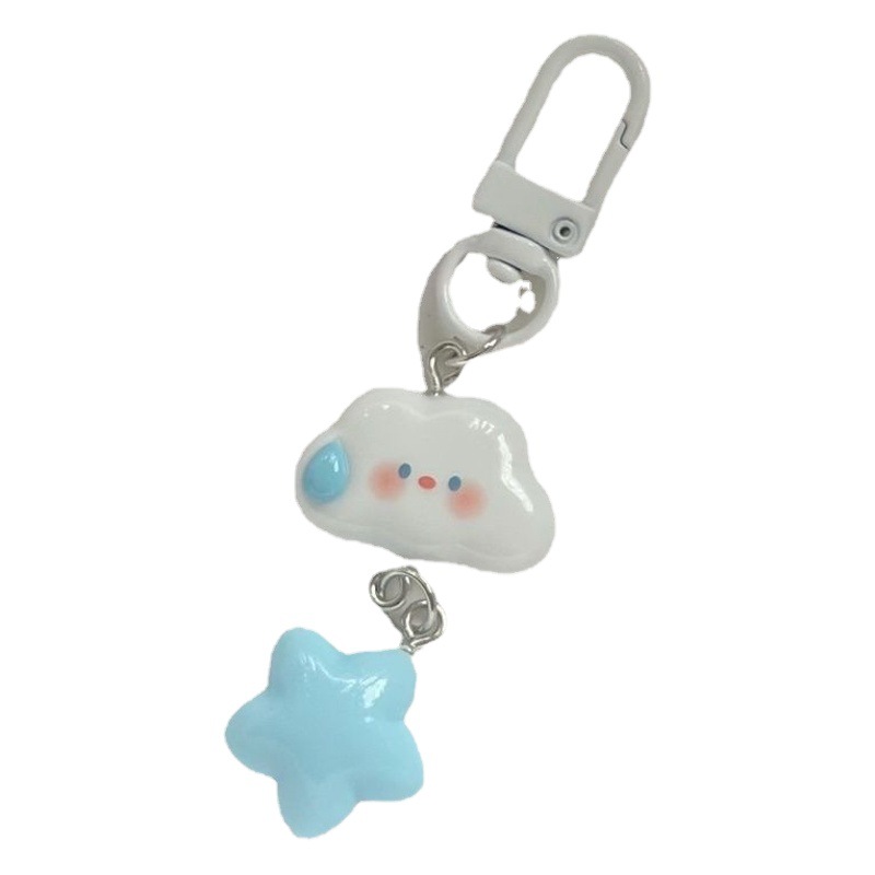 Speechless Clouds Blue Star Keychain ins Sweet Girl's Heart Schoolbag Pendant Jewelry Girlfriend Gift