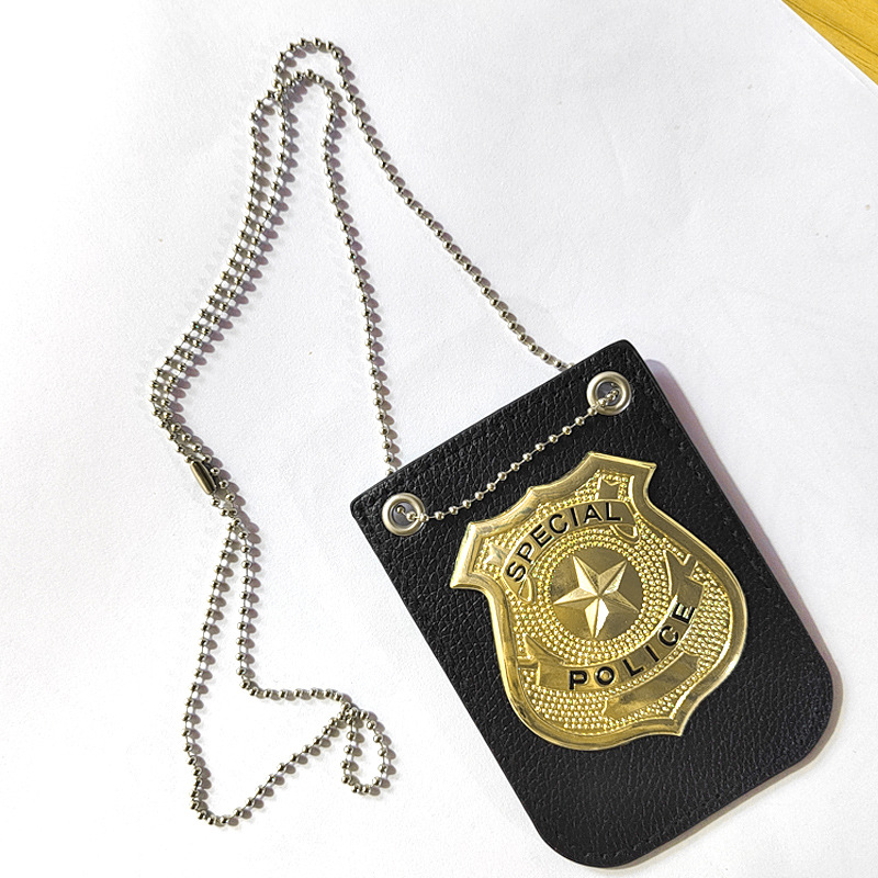 Amazon Kids Toy Police Micro Accessories Halloween Police Cosplay Accessories Chest Metal Necklace Police