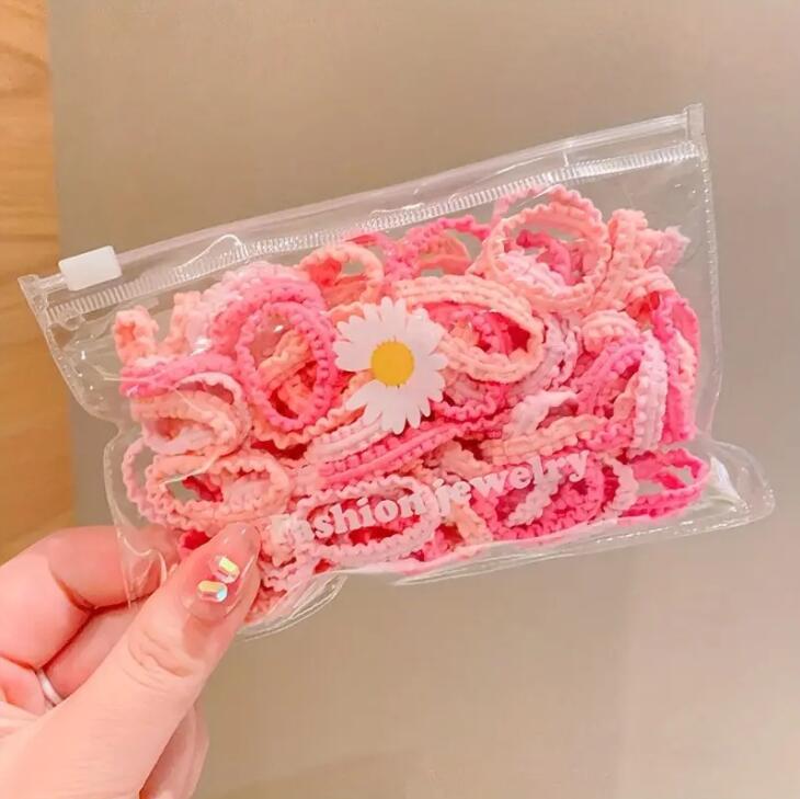 Picture of Children's rubber band does not hurt hair color canned lace rubber band girls high elastic hair band baby head rope
