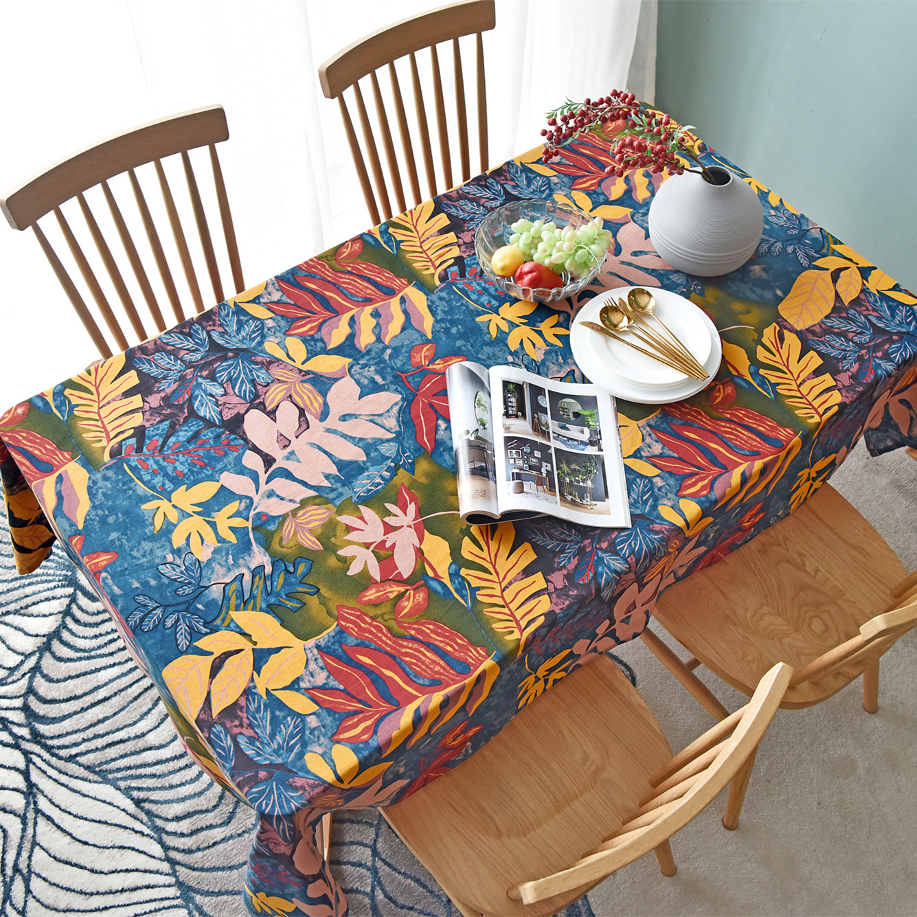 Picture of Hemp cotton digital printed fabric Yunnan Lijiang printed cotton linen fabric ethnic style retro Bohemian fabric