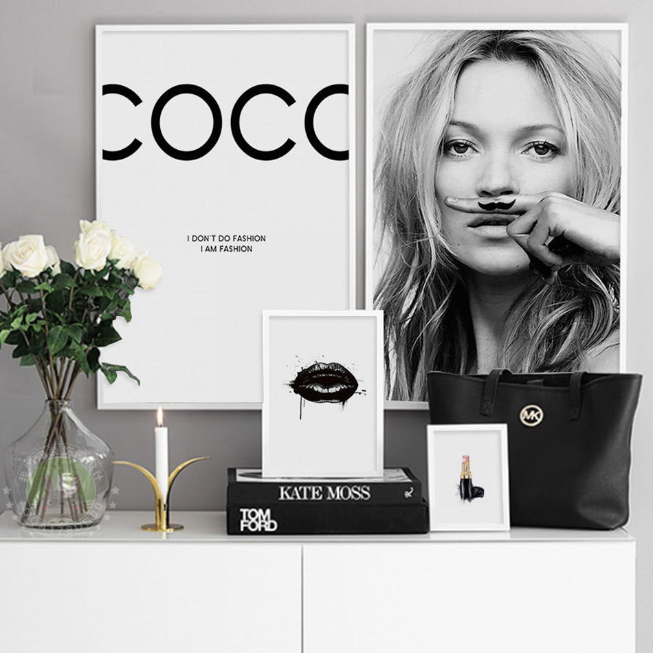 European and American style figure supermodel Kate Moss Lipstick poster art painting core living room decorative painting factory wholesale