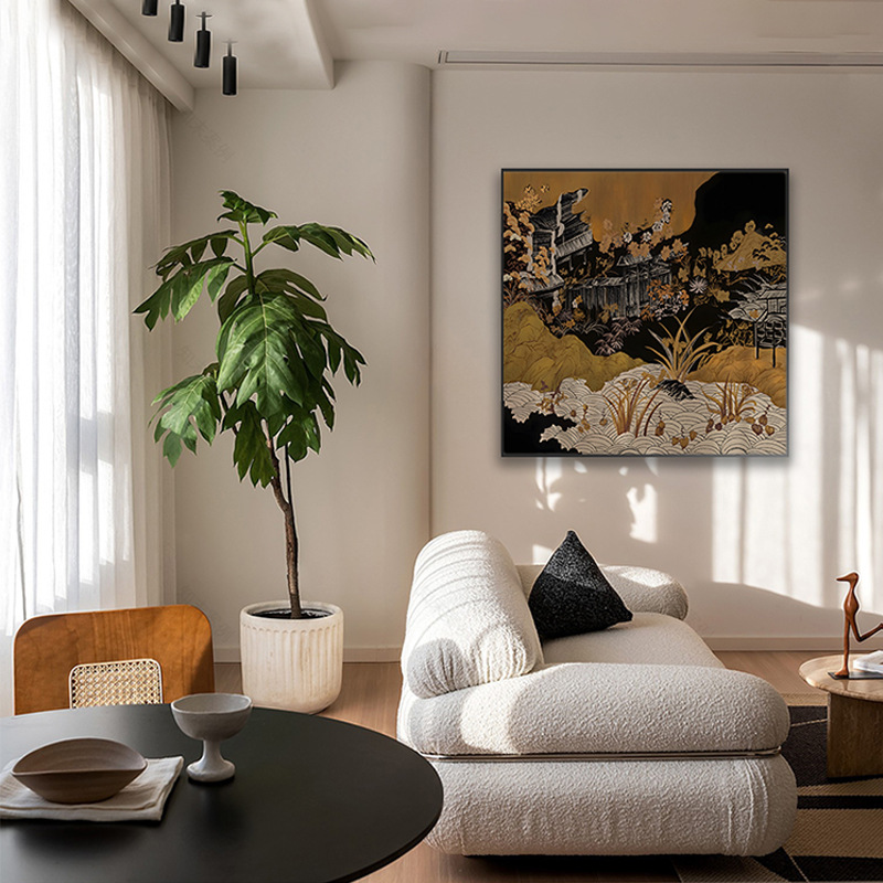 Picture of Xianting Small Courtyard French Middle-style Art Living Room Decorative Painting Retro New Chinese-style Mountain Wild Hanging Painting Entrance Murals