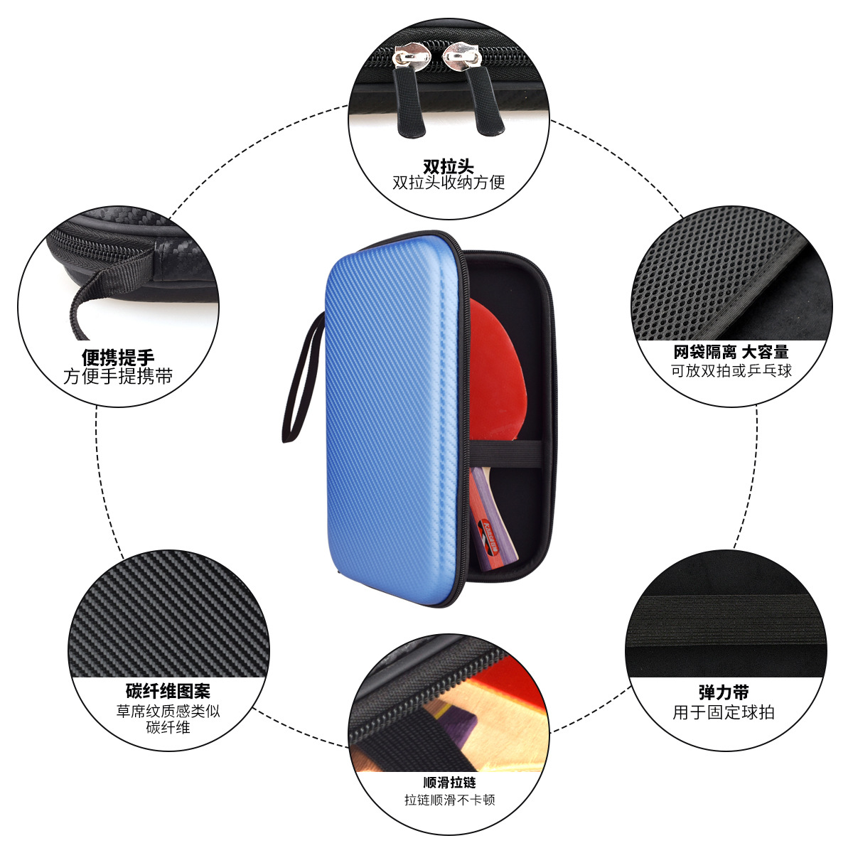 Picture of Passner Table Tennis Bag Table Tennis Bat Bag Table Tennis Bat Set Hard Shell Square Storage Bag Portable New Durable
