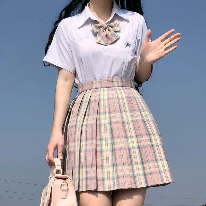 Picture of New JK Uniform suit Wholesale Pepper Plaid Skirt Campus College Plaid Pleated Skirt Sweet Half Skirt