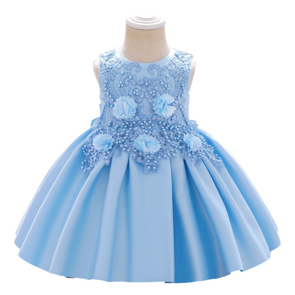 Picture of Amazon 2025 New Wholesale Women's Dress Puffy Wedding Dress Satin Flower Performance Girls Dress Princess Dress