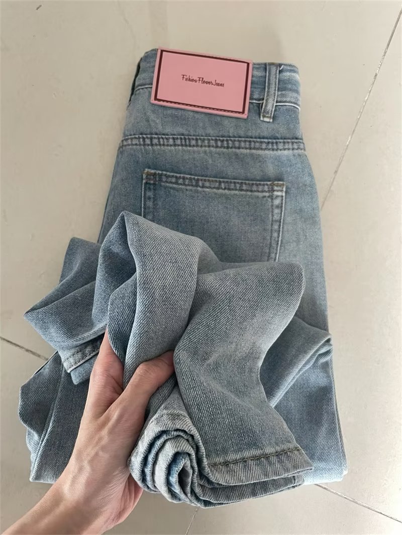 Picture of Light Color High Waist Jeans Women's 2024 New Spring and Autumn plus size Straight Loose Slimming Pear-shaped Wide Leg Pants