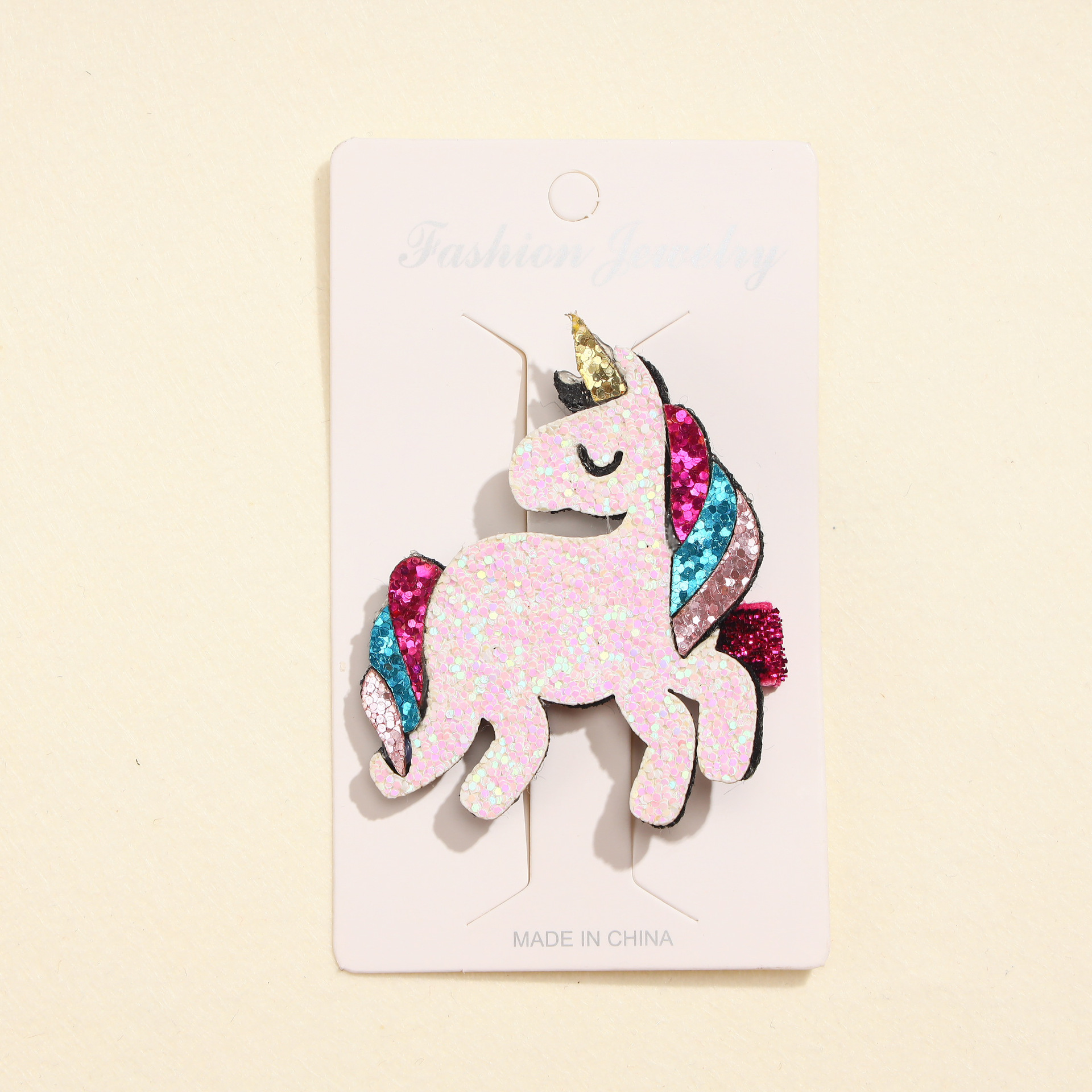 Picture of New Korean style unicorn hair clip with diamond crown children's hair clip ins sequins shell girl headdress