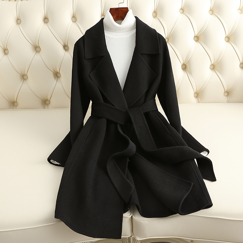 Picture of 2025 New Autumn and Winter Small Double-Sided Cashmere Outwear Women's Mid-Length Slim Woolen Outwear Small Fragrance Wholesale
