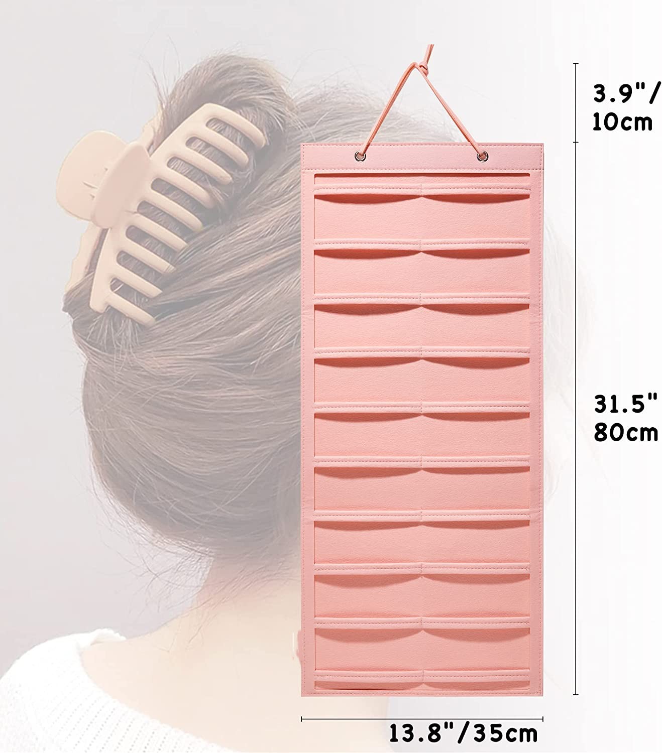 Picture of Hair Clip Display Claw Clip Organize Storage Box Storage Bag Wall Hanging Headwear Storage Bag Felt Hair Clip Storage