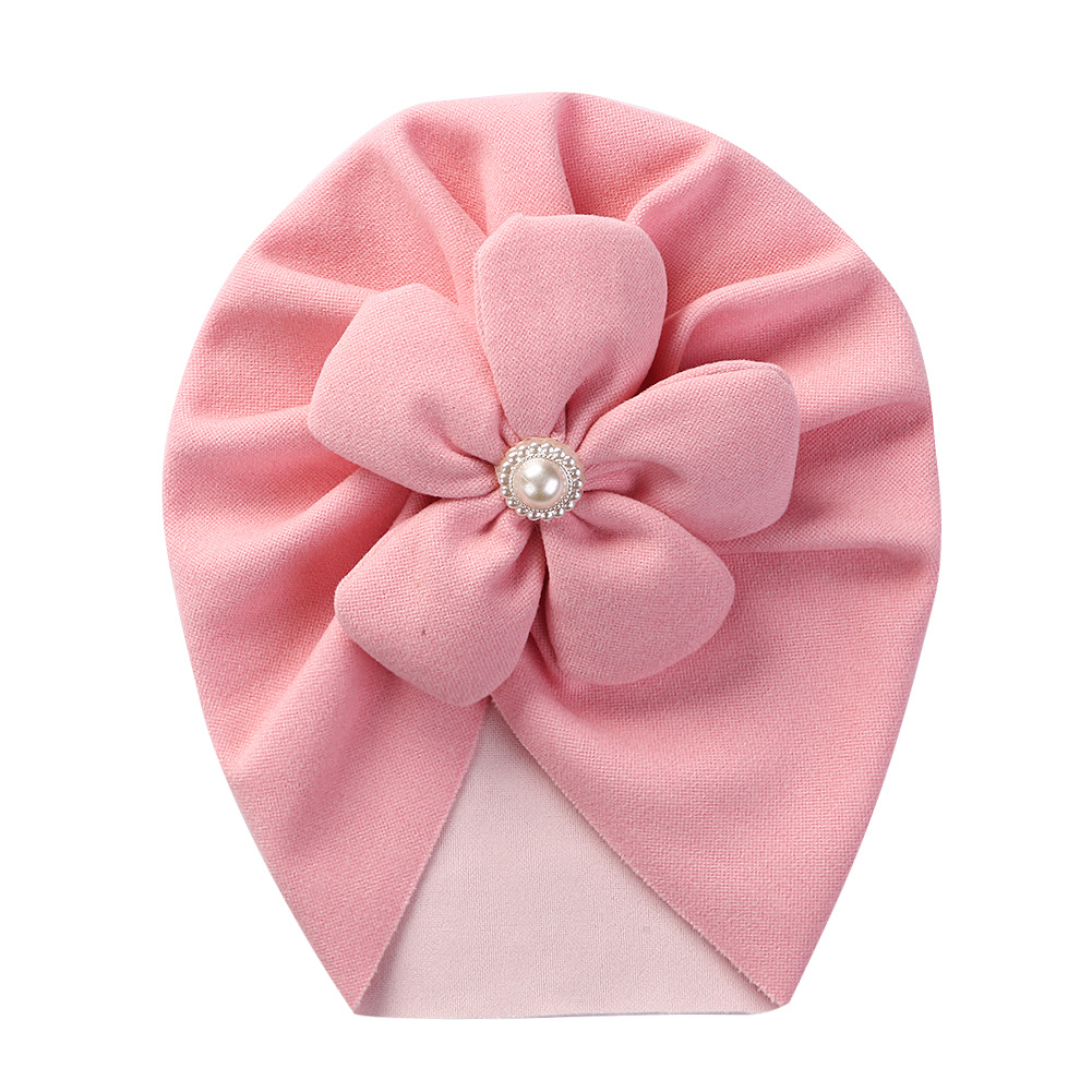 Picture of Cross-border new baby autumn and winter pullover cap imitation cashmere children's Indian hat infant Pearl Flower brimless hat