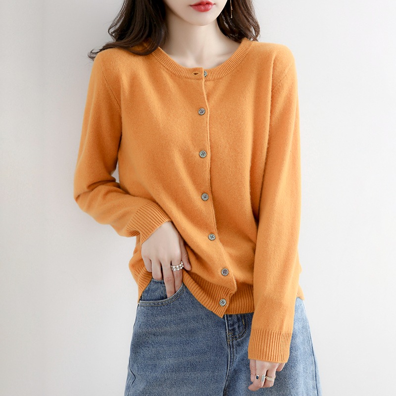 Picture of 2023 autumn and winter new women's round neck cardigan bottoming shirt Korean style long sleeve fashion soft knitted small coat