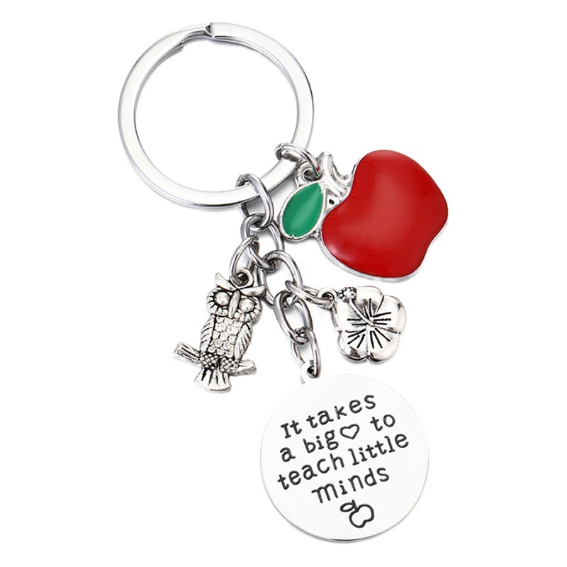 European and American Popular Teacher's Day Gift Engraved Stainless Steel Keychain Teacher Valentine's Day Birthday Commemoration