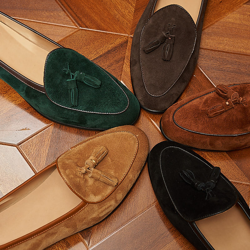 British Retro Cashmere Loafers Genuine Leather Business Casual Slip-on Leather Shoes Korean Fashion Tassel Men's Shoes