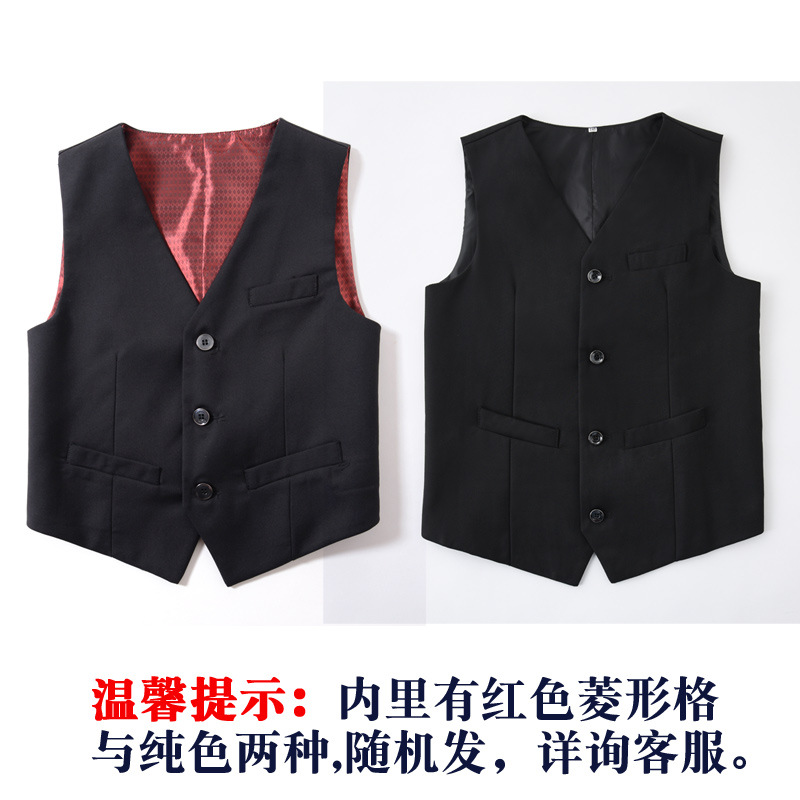 Picture of Children's black suit waistcoat boys flower girl dress performance clothing British fashion fan solid color vest a generation of hair