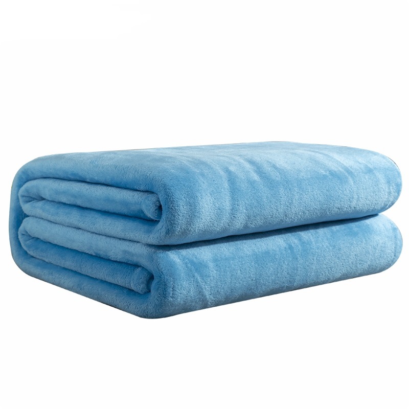 Picture of Solid Color Flannel Blanket Summer Air Conditioning Blanket Office Nap Blanket Single Layer Double-sided Fleece Four Seasons Thin Blanket