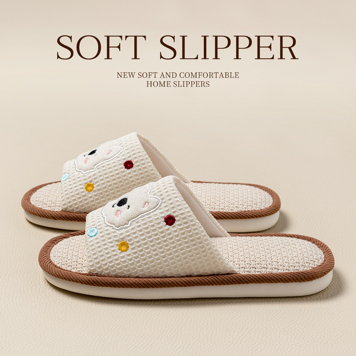 Linen Slippers Women's Home Indoor Four Seasons Sweat Absorbing Breathable Cute Silent Student Dormitory Cotton Linen Cloth Sandals Couple