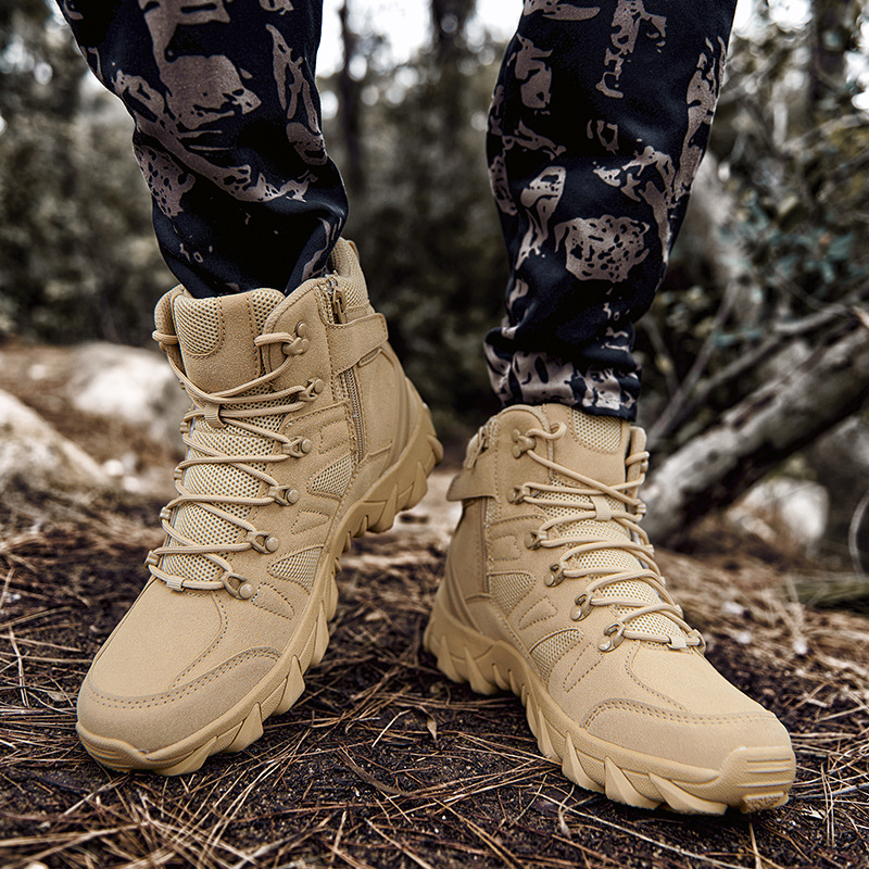 Hiking Shoes Men's Anti-splashing Wear-resistant Outdoor Hiking Shoes Non-slip Charge Shoes Men's Cross-country Mountain Climbing Sports Combat Boots