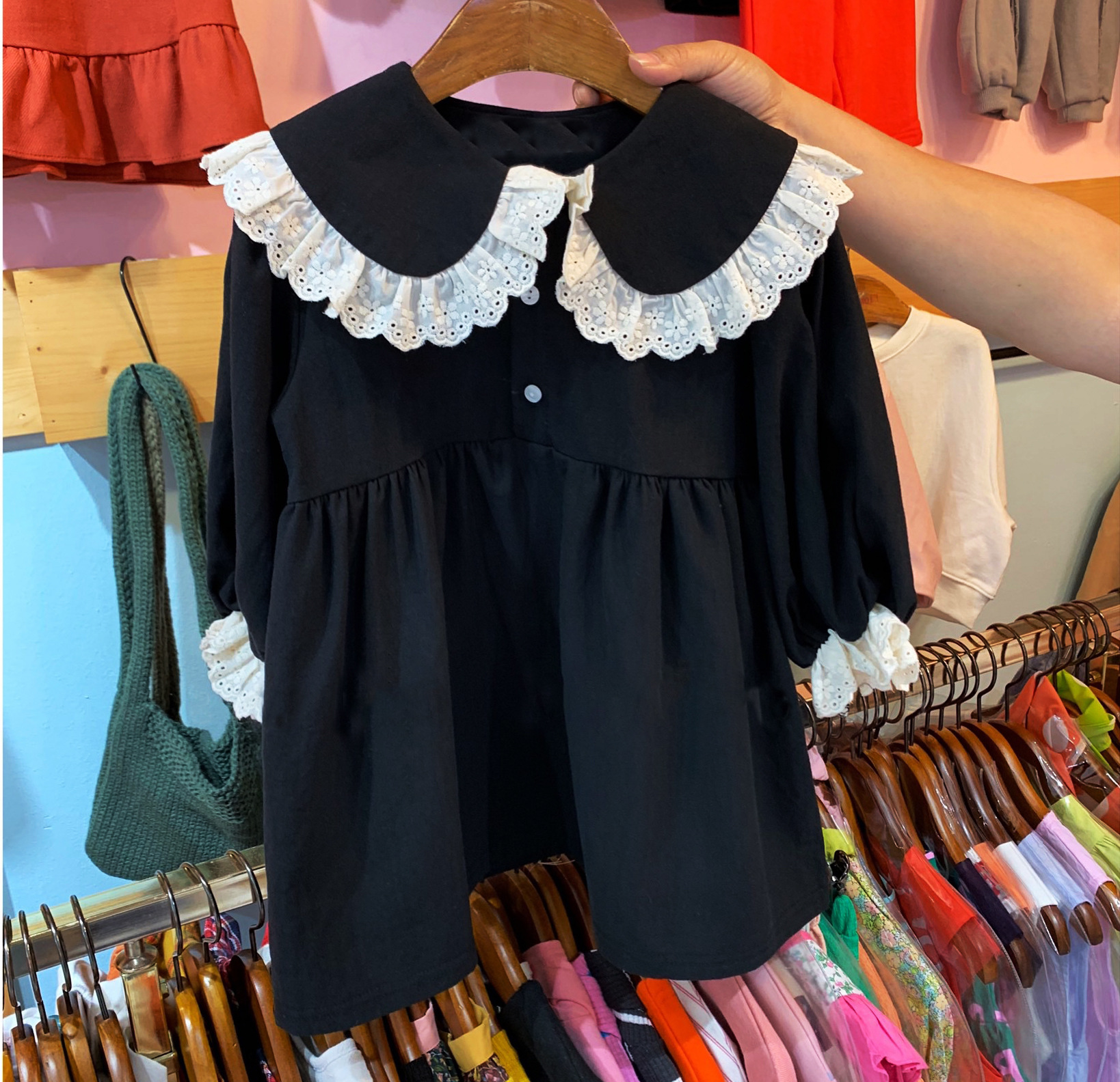 Picture of Ins Autumn New Korean Style dress Girl Baby Lapel Lace dress Princess Dress Dress 2