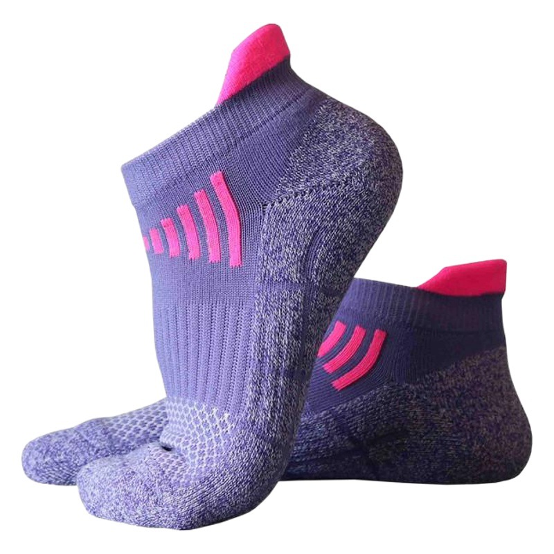 Color-Blocked Anti-Friction Thickened Towel-Soled Short Sports Socks for Women, Professional Running Sports Socks, Mesh Breathable Sports Socks