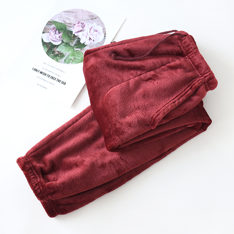 Picture of Winter Thickened Men's Flannel Pajama Pants Neck-up Leg-toe High Waist Loose Coral Fleece Warm Home Pants