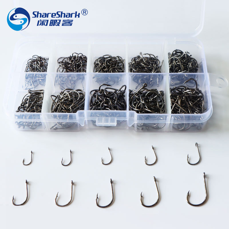 Fish Hook Pipe Pay Ishni Fish Hook Set with Hole Fish Hook Fishing Gear 500 Boxed Black Gold
