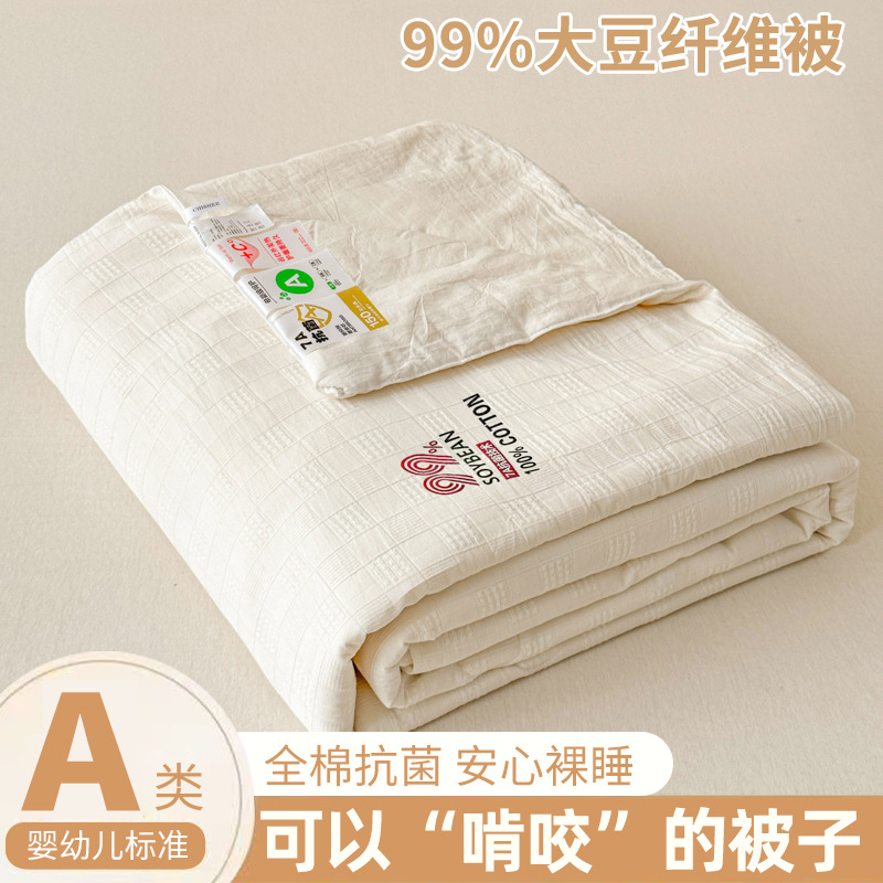 Picture of High-end Class A Cotton 99% Soybean Fiber Summer Quilt Washable Summer Cool Quilt Pure Cotton Air Conditioning Quilt Summer Thin Quilt Core