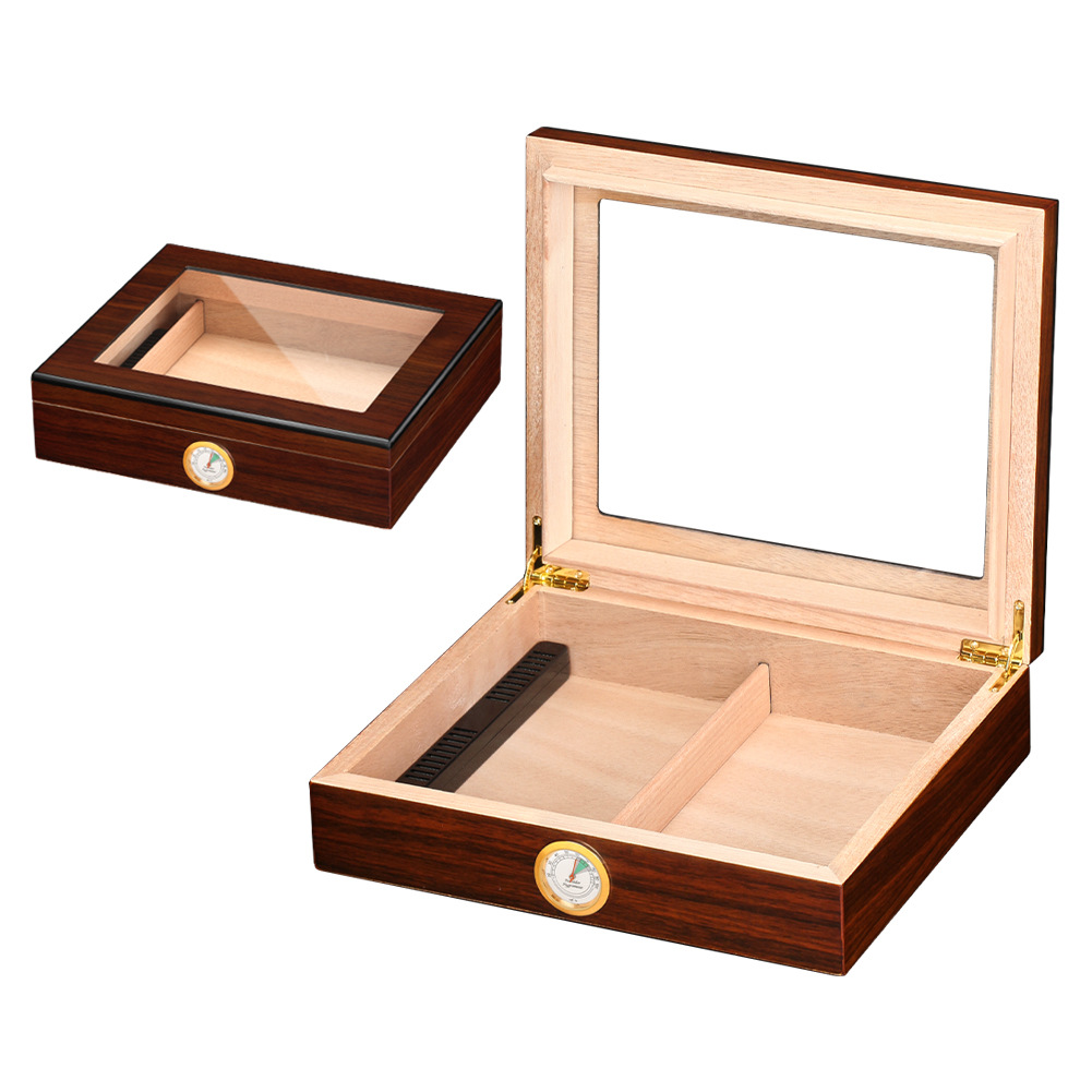 GALINER portable Cedar cigar box glass top display cigar moisturizing box Large Capacity Storage cigarette box