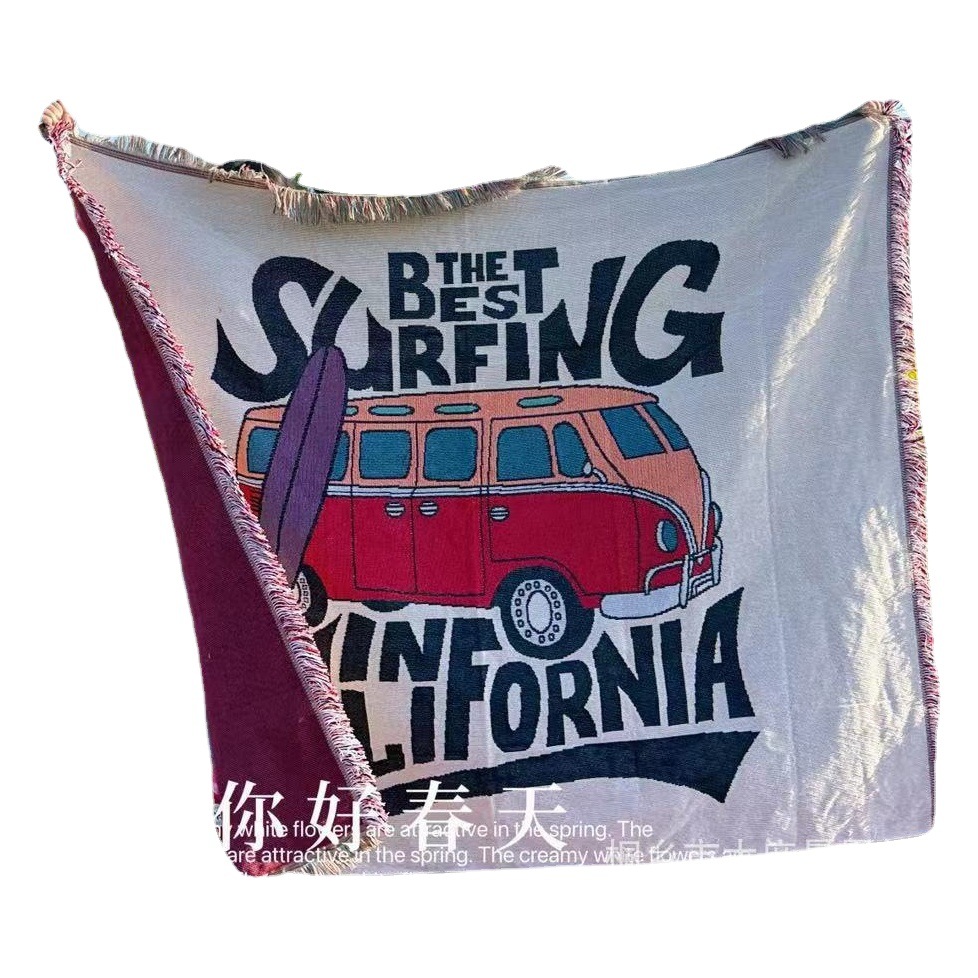 New ins Wind line blanket camping blanket leisure blanket nap blanket American sofa blanket picnic blanket bed tail blanket