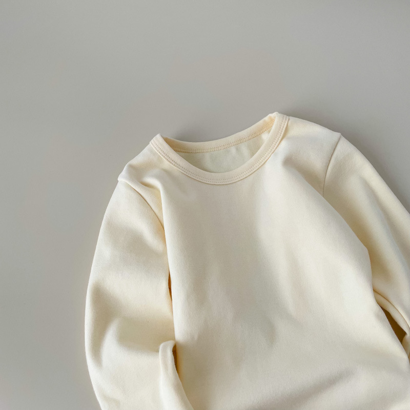 Picture of Children's Pure Cotton Thermal Underwear Boys' Bottoming Shirt Autumn and Winter Girls' Autumn Clothes Single-Piece Top Mid-Children's Half-High Collar Baby