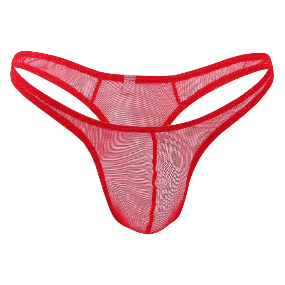 Sexy Mesh Transparent Sexy Men's Underwear Low-Waist Ultra-Thin Seamless Thong Sexy Men's T-Pants Gay Men