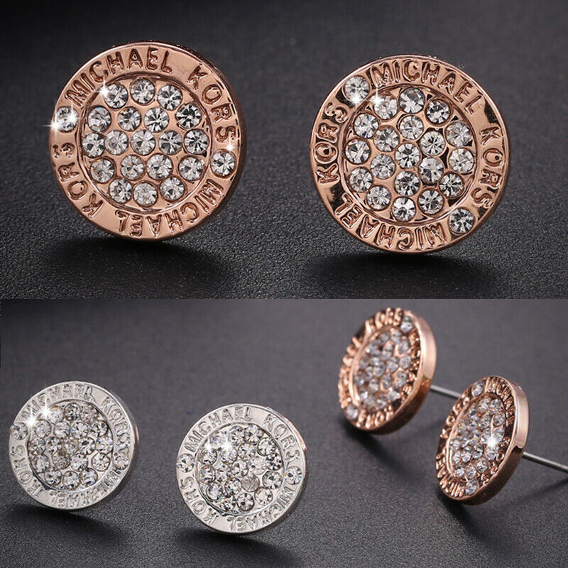 Zhen Rong ebay Hot Selling Fashion Elegant 925 Plated Silver Rose Gold Color Full Diamond Round Geometric Earrings Earrings