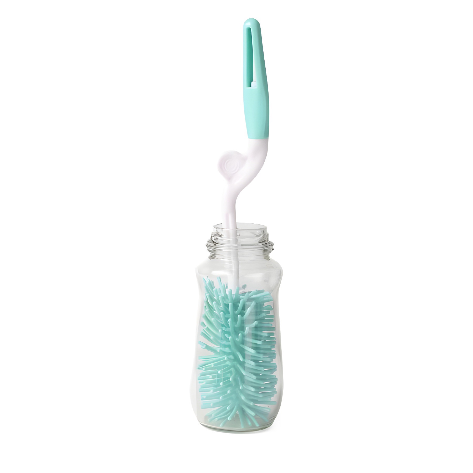 Picture of Rotating Silicone Bottle Brush Combination, Bottle Cleaning Pacifier Brush, Long Handle 5-Piece Set, Baby Bottle Brush Cleaning Set