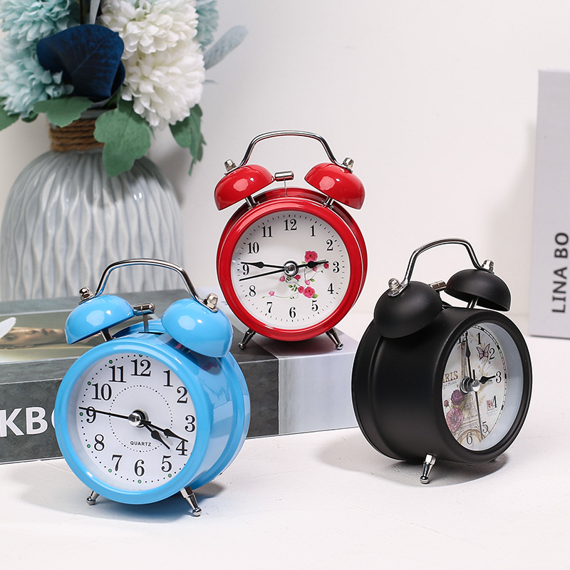 Creative Metal Simple Alarm Clock Stylish Big Volume Bell Lazy Snooze Clock with Light Student Desktop Clock