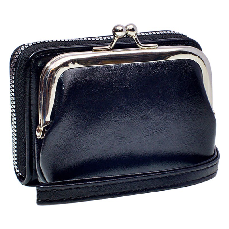 Picture of Ready Supply Factory Cross-Border Supply Women's Buckle Coin Purse 4inch Zipper Clip Bag Clutch Bag Retro Bag