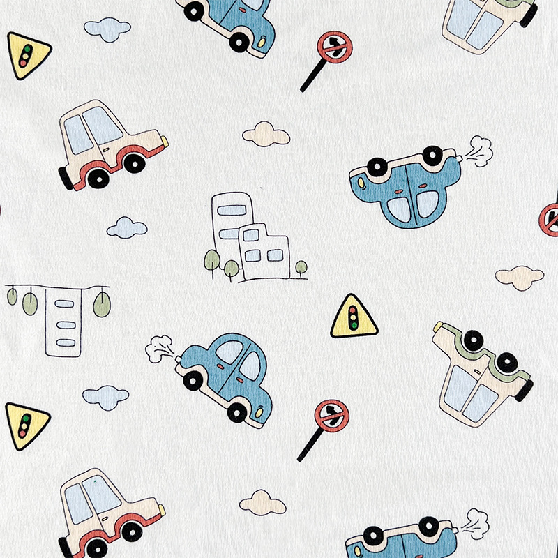 Picture of Cool Bamboo Fiber Fabric Jacquard Idea Fabric Cartoon Printed Baby Sweatshirt Short Sleeve Anti-mosquito Pants T-shirt Fabric