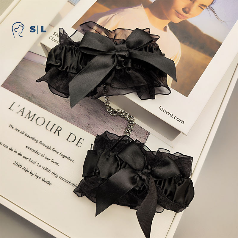 Picture of sexy lingerie accessories lace veil bow lace handcuffs binding choker collar female fun sm