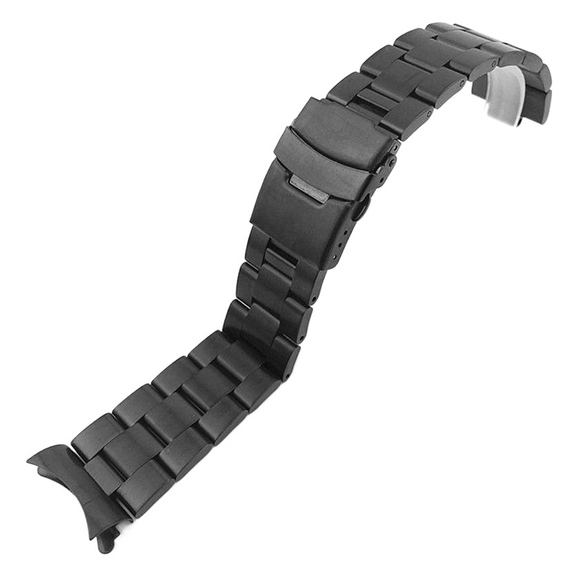 Three beads diving strap watch with arc strap stainless steel solid pull sand safety buckle 18 20 22 24mm