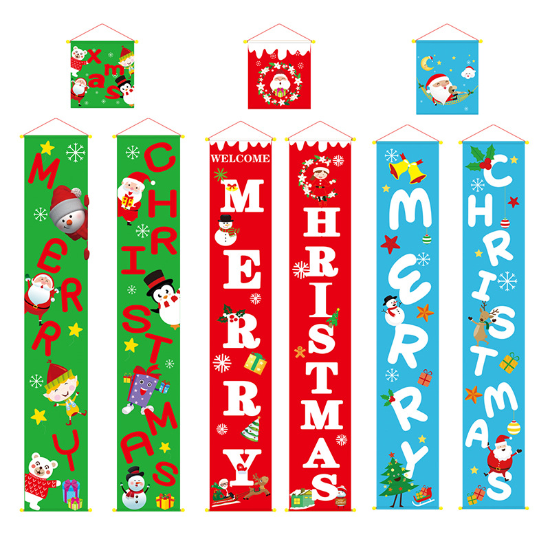 Picture of New Christmas couplet hanging cloth door curtain Christmas decoration supplies atmosphere Wall cloth hanging door decoration hanging flag