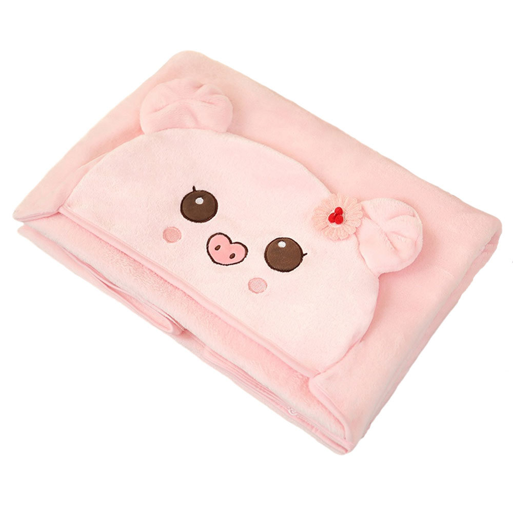 Picture of Cute Cartoon Animal Hooded Blanket Cloak Office Nap Air Conditioning Blanket Student Dormitory Thickened Cloak Blanket