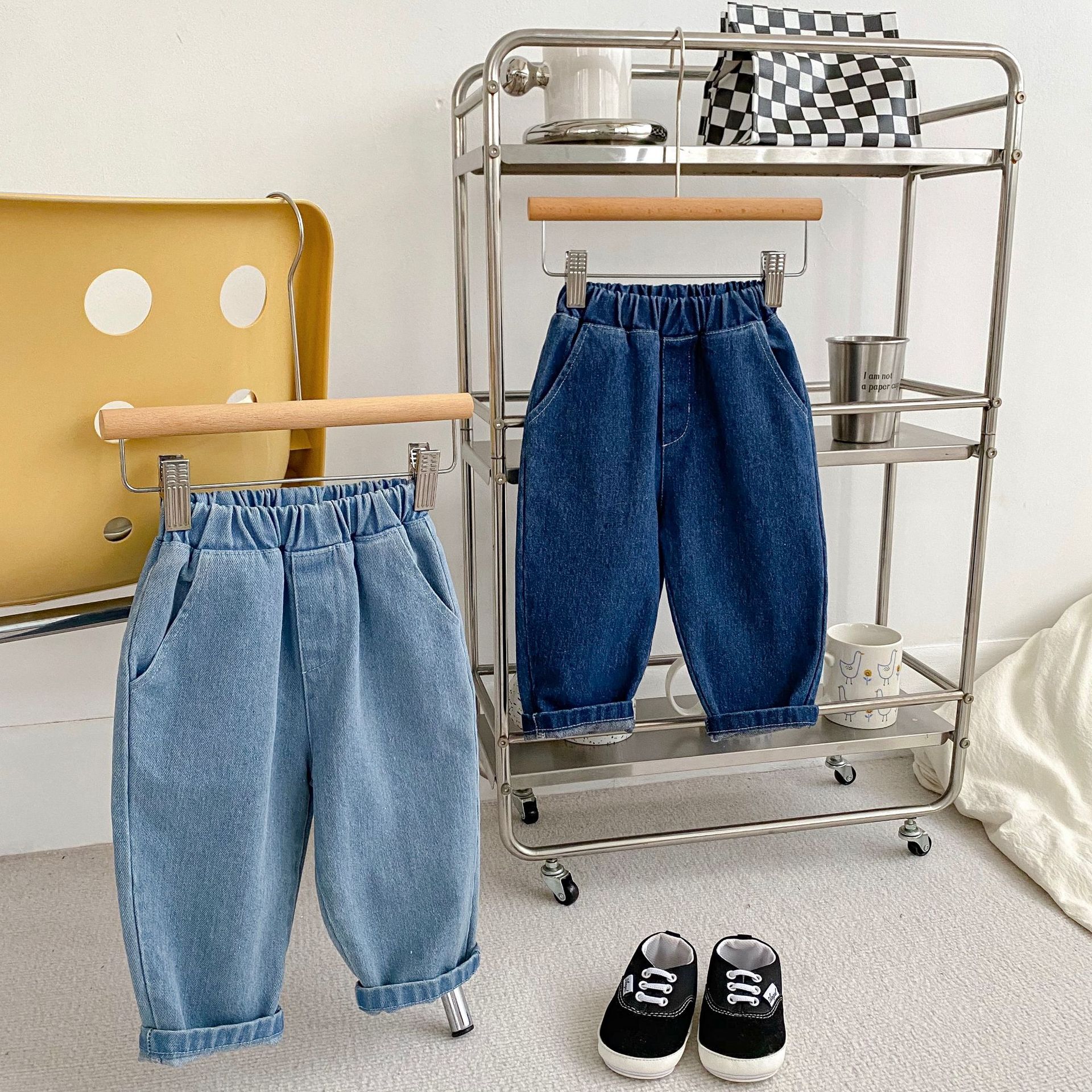 2024 Simple Kidsren's Pants, Versatile Denim Casual Pants, Loose Outer Wear, Casual Jeans for Men and Women