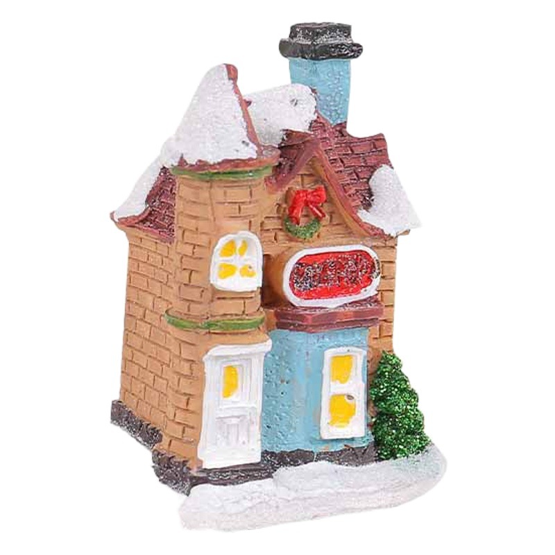 Hong Kong Love New Christmas Decorations Cross-Border Holiday Resin Cottage Colorful Luminous House Desktop Ornaments Wholesale