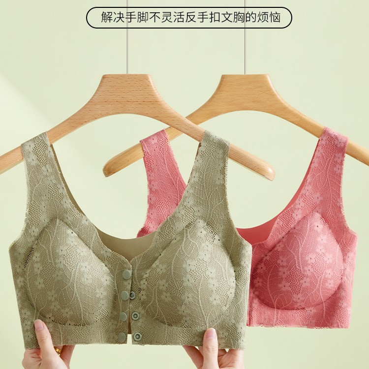 New Style Lace Women's Underwear Front Opening Buckle Top-up Comfortable Traceless plus size Push-up Bra Anti-sagging Bra for Women