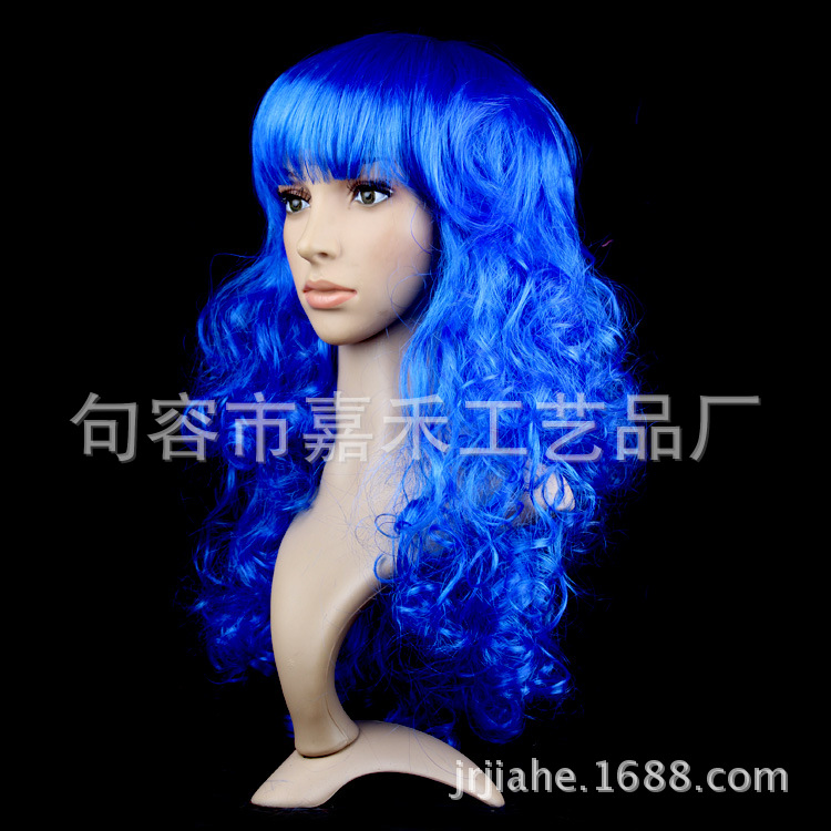 Picture of Cross-Border E-Commerce Halloween Christmas Masquerade Costume Catwalk Colorful Big Wave Wig Set Cosplay