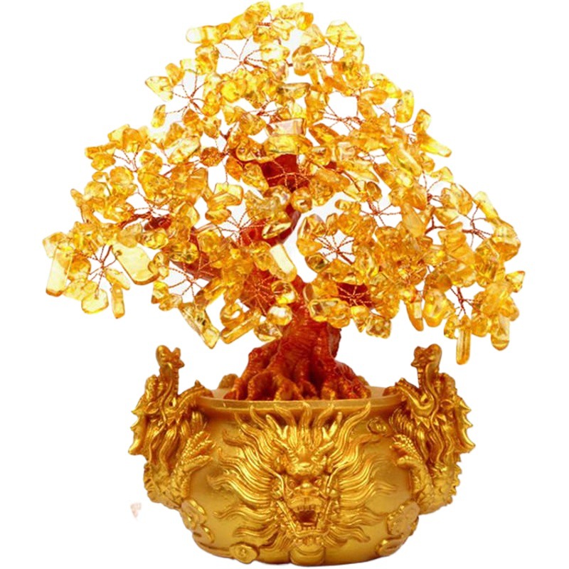 East China Sea Festival High Yellow Tree Three Dragon Crystal Tree Money Tree Money Tree Home Decoration Bring in Wealth and Treasure