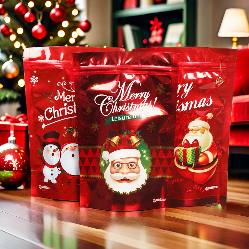 Santa Claus Packaging Bag Full Moon Wedding Candy Plastic Cigarette Gift Socks Self-Sealing Wedding Christmas Gift Bag