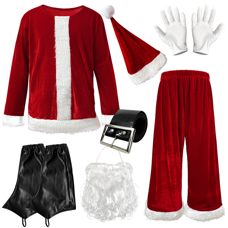 Picture of European and American Cross-Border Christmas Clothing Long-Sleeved Women's Christmas Skirt Thickeneded Santa Claus with Shawl Christmas Queen Clothing