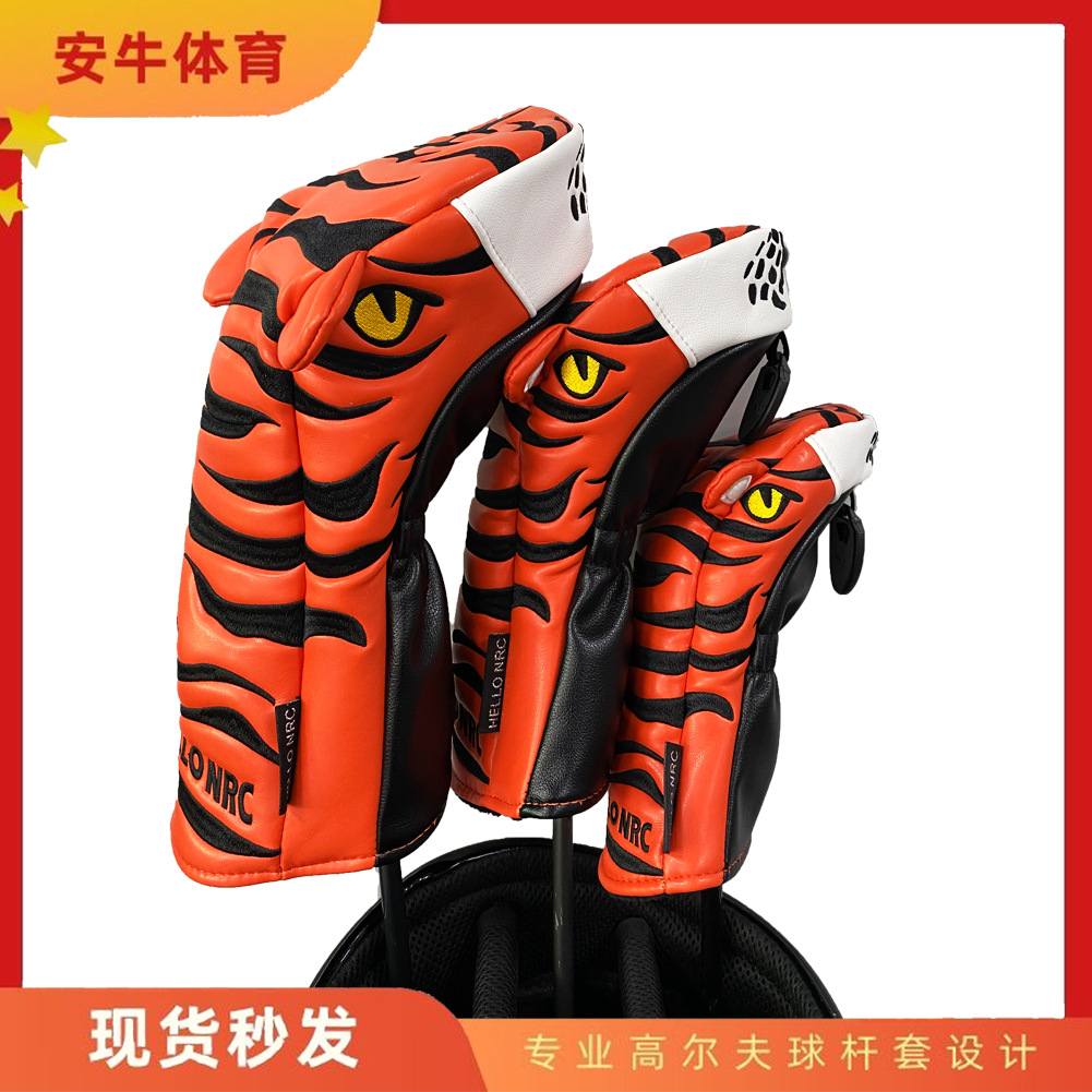 Factory wholesale cross-border golf club cover pole cover wooden pole cover tiger outdoor sports cap cover animal